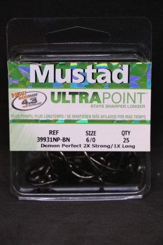 Mustad 39931NP-BN 2X Strong Inline Demon Circle Hooks Size 6/0 Jagged Tooth  Tackle