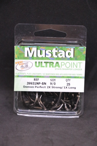 Mustad 39931NP-BN 2X Strong Inline Demon Circle Hooks Size 9/0 Jagged Tooth  Tackle