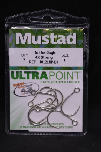 Mustad 10121NP-DT Kaiju Inline Single Hooks Size 1 Jagged Tooth