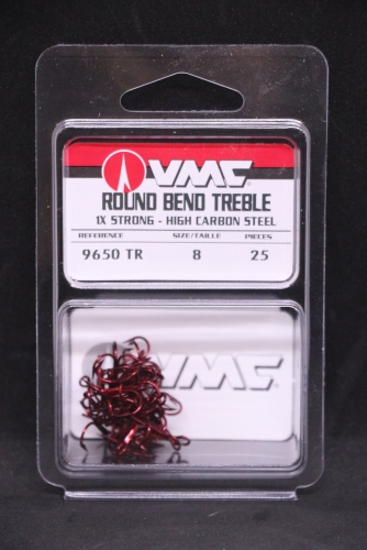 VMC 9650TR Tin Red Treble Hooks Size 8 Jagged Tooth Tackle