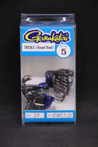 Gamakatsu Round Bend Treble Hooks NS Black Size 5 Jagged Tooth Tackle