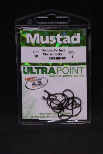 Mustad 39954 Demon Perfect Circle Hooks Size 1 Jagged Tooth