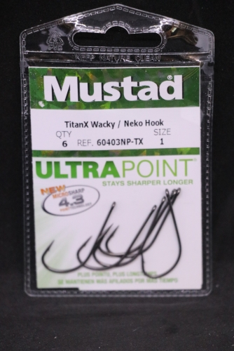 Mustad 60403NP-TX TitanX Wacky/Neko Hook Size 1 Jagged Tooth Tackle
