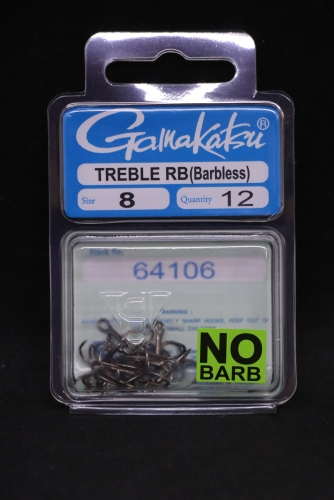 Gamakatsu Treble Hooks Barbless Round Bend Size 8 Jagged Tooth Tackle