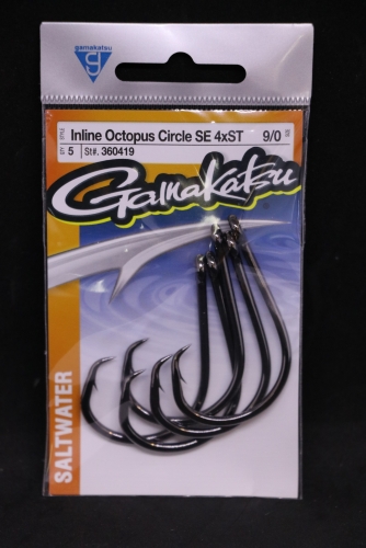 Gamakatsu Octopus Circle 4X Strong Straight Eye Inline Point Size 9/0  Jagged Tooth Tackle