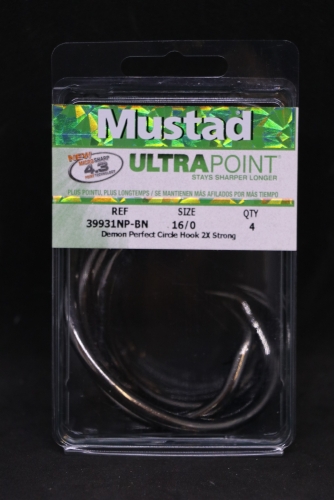 Mustad 39931NP-BN 2X Strong Inline Demon Circle Hooks Size 16/0 Jagged  Tooth Tackle