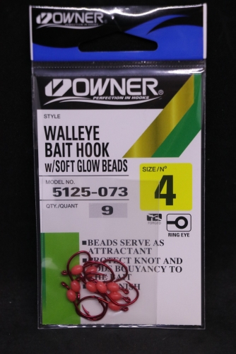 Owner Walleye Bait Hook Red Size 4 Jagged Tooth Tackle