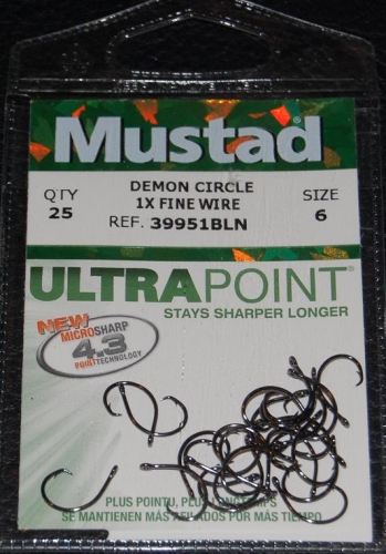 Mustad 39951NP-BN Ultra Point Size 6 Demon Circle Hooks Jagged Tooth Tackle