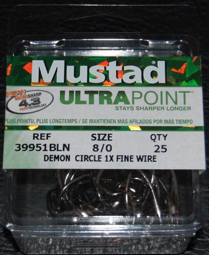 Mustad 39951NP-BN Ultra Point Size 8/0 Demon Circle Hooks Jagged Tooth  Tackle