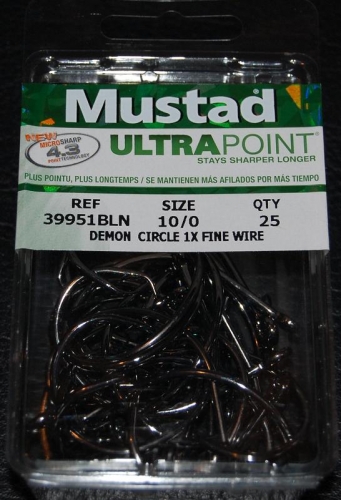 Mustad 39951NP-BN Demon Circle Fine Hooks Pack Qty 10