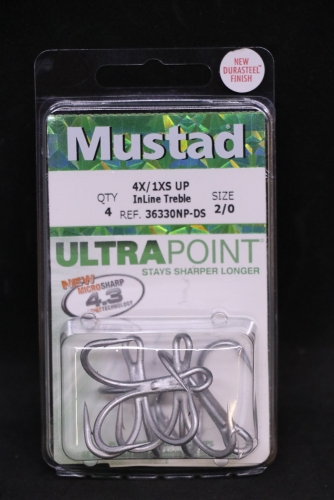 Mustad 36330NP-DS Inline 4X Treble Hooks Size 2/0 Jagged Tooth Tackle