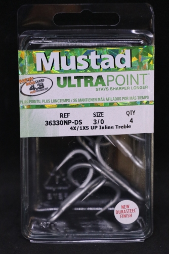 Mustad 36330NP-DS Inline 4X Treble Hooks Size 3/0 Jagged Tooth