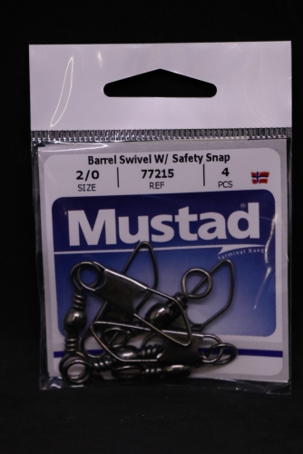 Mustad Barrel Swivel with Safety Snap Size 2/0 Jagged Tooth Tackle