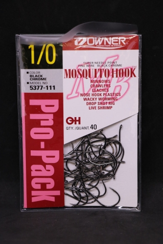 Owner 5377 MOSQUITO HOOK Black Chrome Size 1/0 Jagged Tooth Tackle