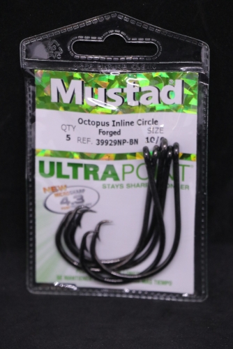 Mustad 39929NP-BN Ultra Point 2X Wide Gap Inline Circle Hooks Size 10/0  Jagged Tooth Tackle