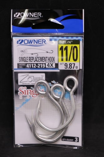 Owner 4112 Single Replacement Hook 4X Jagged Tooth Tackle