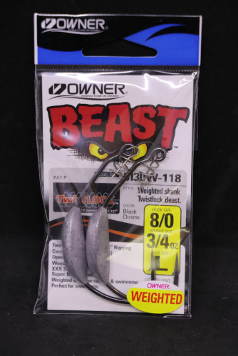 Owner WEIGHTED BEAST with TWISTLOCK Size 8/0 Hook 3/4 oz Weight