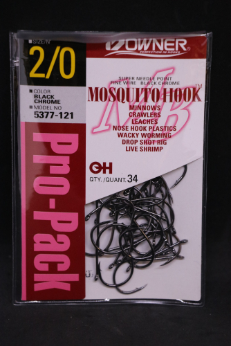 Owner 5377 MOSQUITO HOOK Black Chrome Size 2/0 Jagged Tooth Tackle