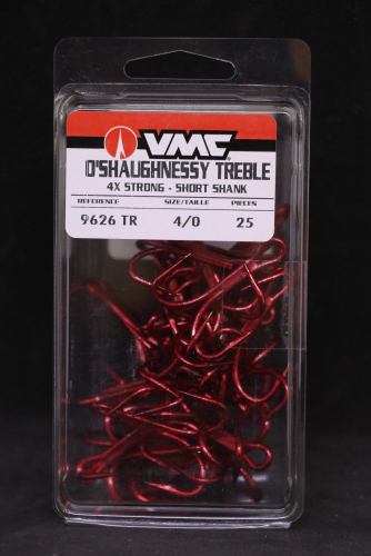 VMC 9626TR Tin Red O'Shaughnessy Treble 4X Size 4/0 Jagged Tooth Tackle