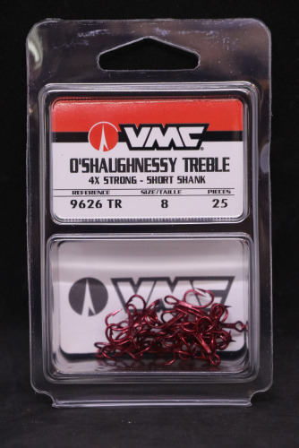 VMC 9626TR Tin Red O'Shaughnessy Treble 4X Size 8 Jagged