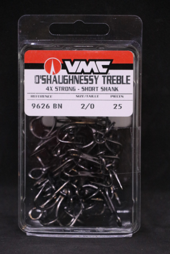 VMC 9626BN Black Nickel O'Shaughnessy Treble 4X Size 2/0 Jagged Tooth Tackle