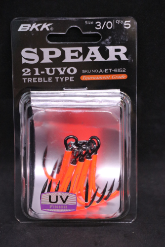 BKK Spear-21 UVO Treble Hooks Size 3/0 Jagged Tooth Tackle