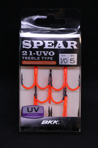 BKK Spear-21 UVO Treble Hooks Size 1/0 Jagged Tooth Tackle