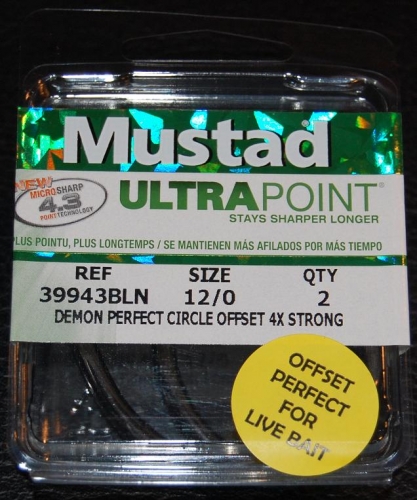 Mustad 39943NP-BN 4X Strong Circle Hooks Size 12/0 Jagged Tooth Tackle