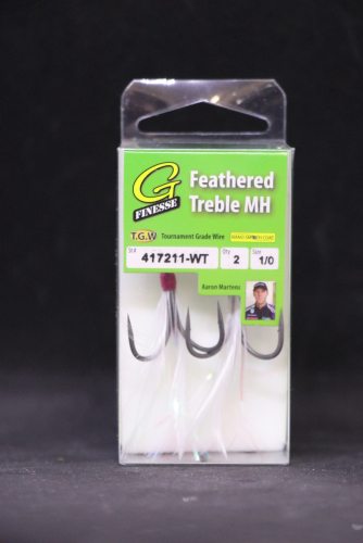 Gamakatsu G-Finesse Feathered Treble Hooks MH Size 1/0 Jagged Tooth Tackle