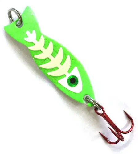JB Lures Ghost Spoon with Glo-Bones Glow Green Jagged Tooth Tackle