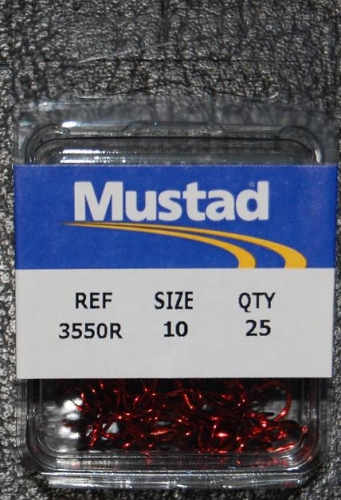 Mustad 3551-RB Red Treble Hooks Size 10 Jagged Tooth Tackle