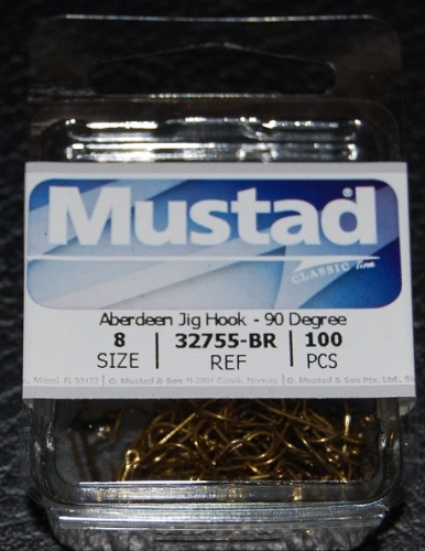 Mustad 32755-BR Bronze 90 degree Aberdeen Jig Hooks Size 8