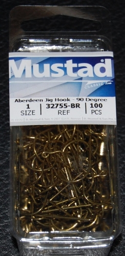 Mustad 32755-BR Bronze 90 degree Aberdeen Jig Hooks Size 1