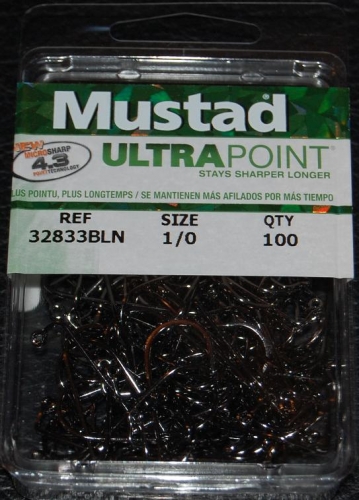 Mustad 32833NP-BN Ultra Point 2X Jig Hooks Size 1/0 Jagged Tooth Tackle