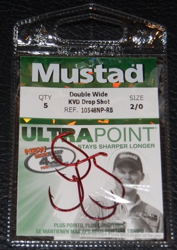 Mustad Ultra Point 10548NP Red KVD Drop Shot Hooks Size 2/0 Jagged Tooth  Tackle