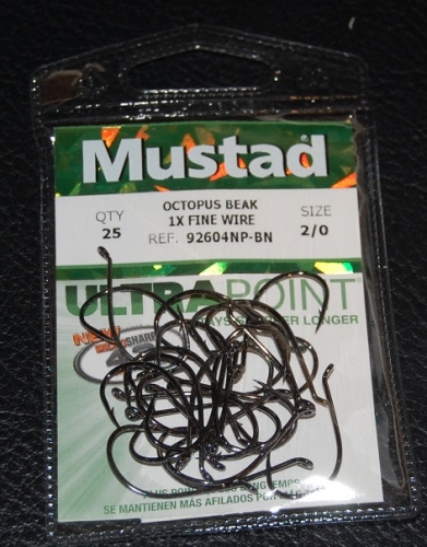 Mustad 92604NP-BN Ultra Point Octopus Beak Hooks Size 2/0 Jagged Tooth  Tackle