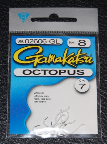 Gamakatsu 026 Octopus Glow Fish Hooks Size 8 Jagged Tooth Tackle