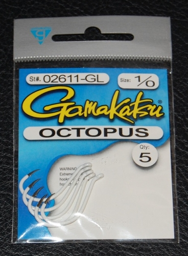 Gamakatsu 026 Octopus Glow Fish Hooks Size 1/0 Jagged Tooth