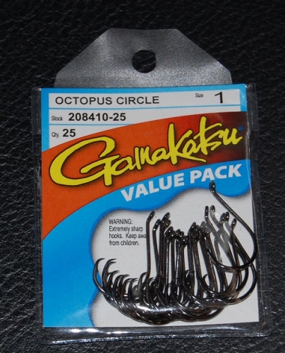 GAMAKATSU OCTOPUS CIRCLE  FISHING HOOKS VALUE PACK SIZE 1 208410-25 Pack of 25 