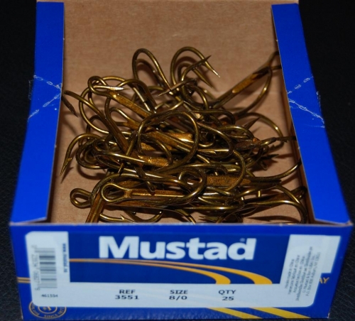 Mustad 3551-BR Bronze Treble Hooks Size 8/0 Jagged Tooth Tackle