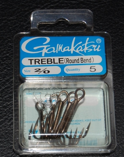 Gamakatsu 471 Bronze Round Bend Treble Hooks Size 2/0 Jagged