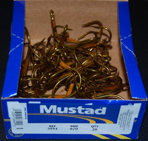 Mustad 3551-BR Bronze Treble Hooks Size 9/0 Jagged Tooth Tackle