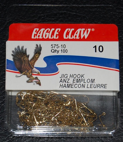 Eagle Claw 575 90 Degree Gold Jig Hooks Size 10 Jagged Tooth
