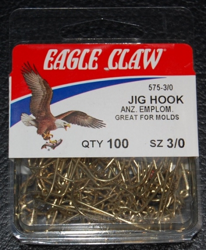 Eagle Claw 575 90 Degree Gold Jig Hooks Size 3/0 Jagged Tooth Tackle