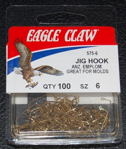 Eagle Claw 575 90 Degree Gold Jig Hooks Size 6 Jagged Tooth Tackle