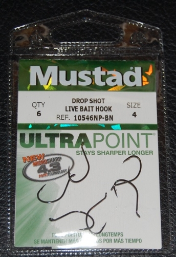 Mustad 10546NP-BN Black Nickel Drop Shot Hooks Size 4 Jagged Tooth Tackle