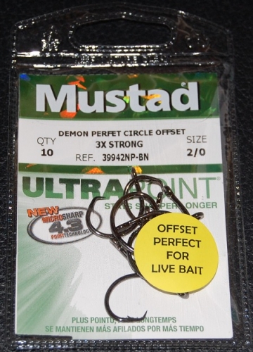 Mustad 39942NP-BN 3X Strong Circle Hooks Size 2/0 Jagged Tooth Tackle
