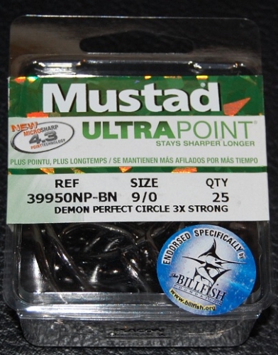 Mustad 39950NP-BN Demon Perfect Circle Hooks Size 9/0 Jagged Tooth Tackle