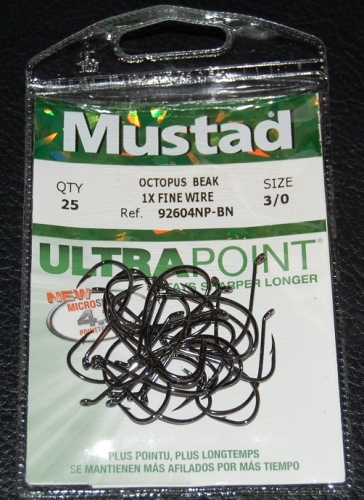 Mustad 92604NP-BN Ultra Point Octopus Beak Hooks Size 3/0 Jagged Tooth  Tackle