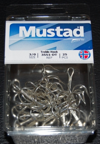 Mustad 3551-DT Duratin Treble Hooks Size 3/0 Jagged Tooth Tackle